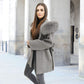 DAYMIS Cashmere Wool Jacket With Fur Trim Hood