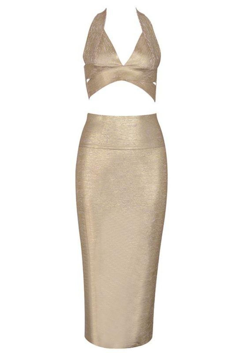 AVA | GOLDEN BANDAGE DRESS