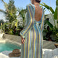 Knitted Backless Flare Sleeve Maxi Dress