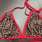 RED TRIM FEN BIKINI