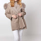 DAYMIS Cashmere Wool Jacket With Fur Trim Hood