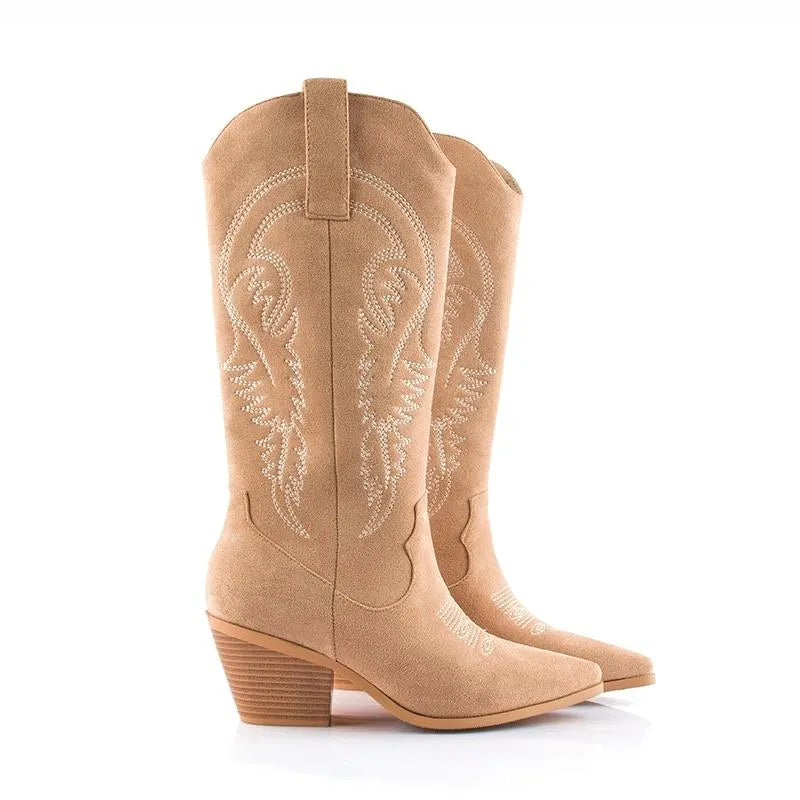 NEW! THE POINTED EMBOSSING SUEDE LEATHER BOOTS