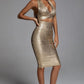 AVA | GOLDEN BANDAGE DRESS