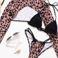 3 Stück Riemchenausschnitt mit Leopardenmuster | Bikini-Set