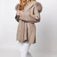 DAYMIS Cashmere Wool Jacket With Fur Trim Hood