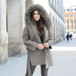 DAYMIS Cashmere Wool Jacket With Fur Trim Hood