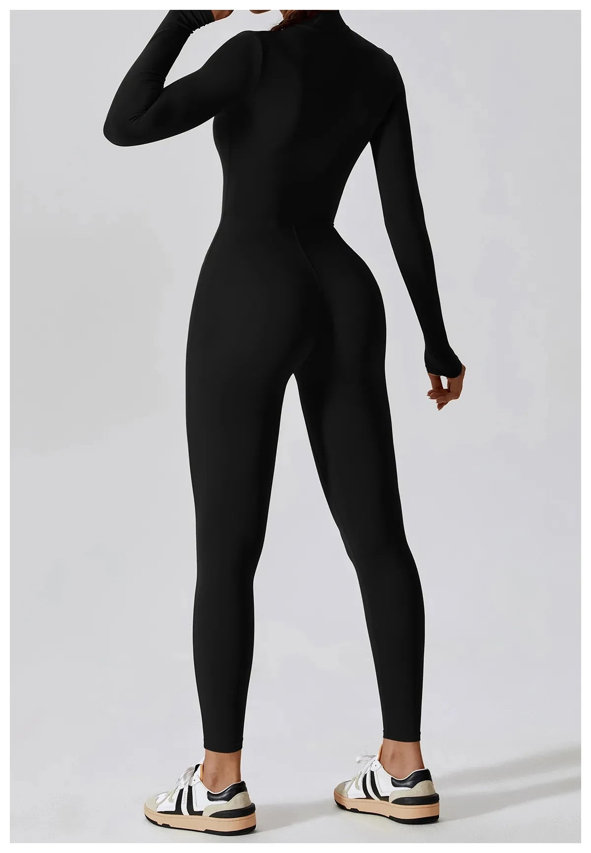 SOLID LONG SLEEVE JUMPSUIT