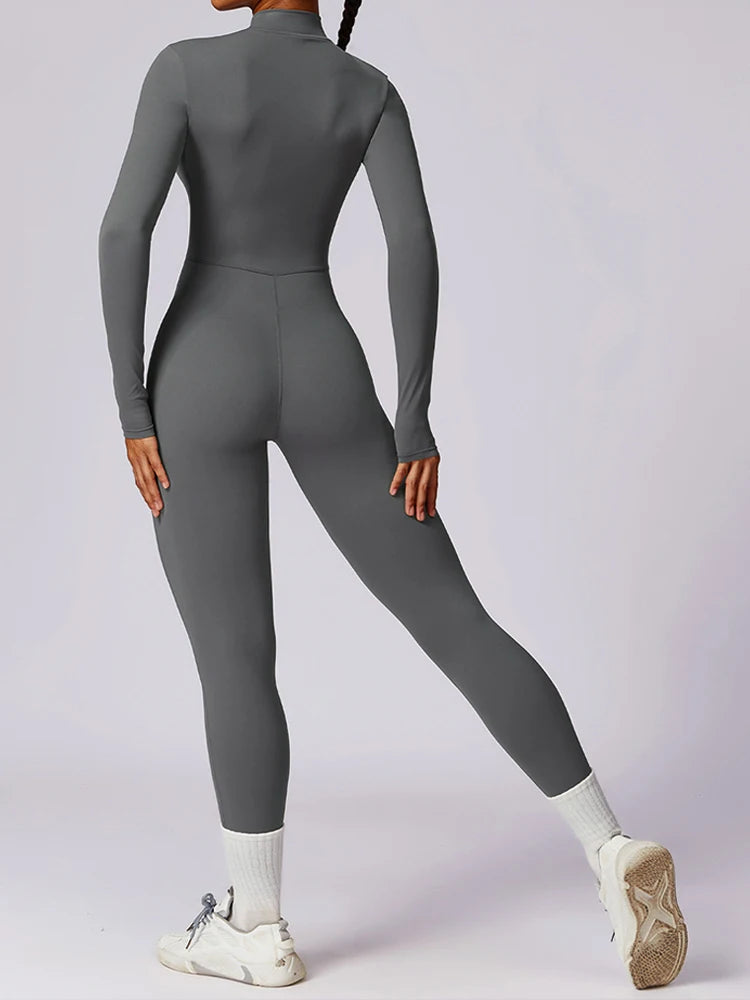 SOLID LONG SLEEVE JUMPSUIT