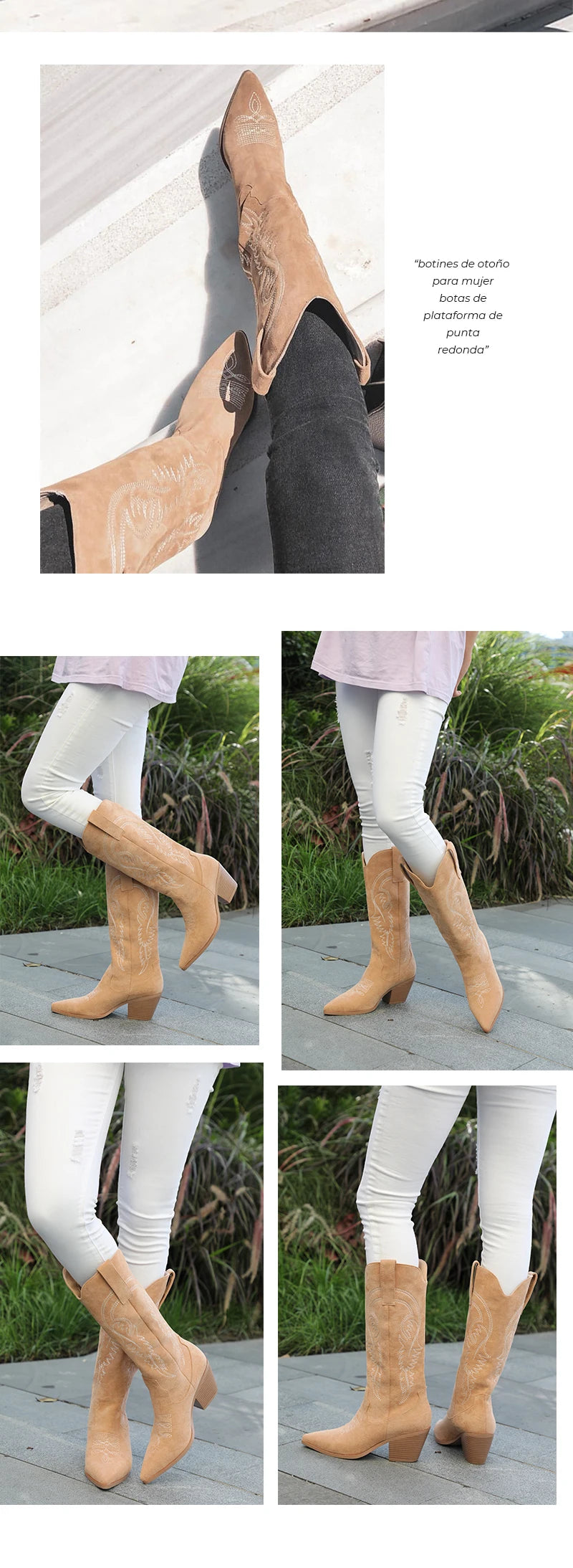 NEW! THE POINTED EMBOSSING SUEDE LEATHER BOOTS