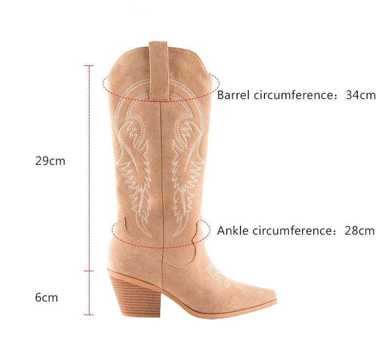 NEW! THE POINTED EMBOSSING SUEDE LEATHER BOOTS