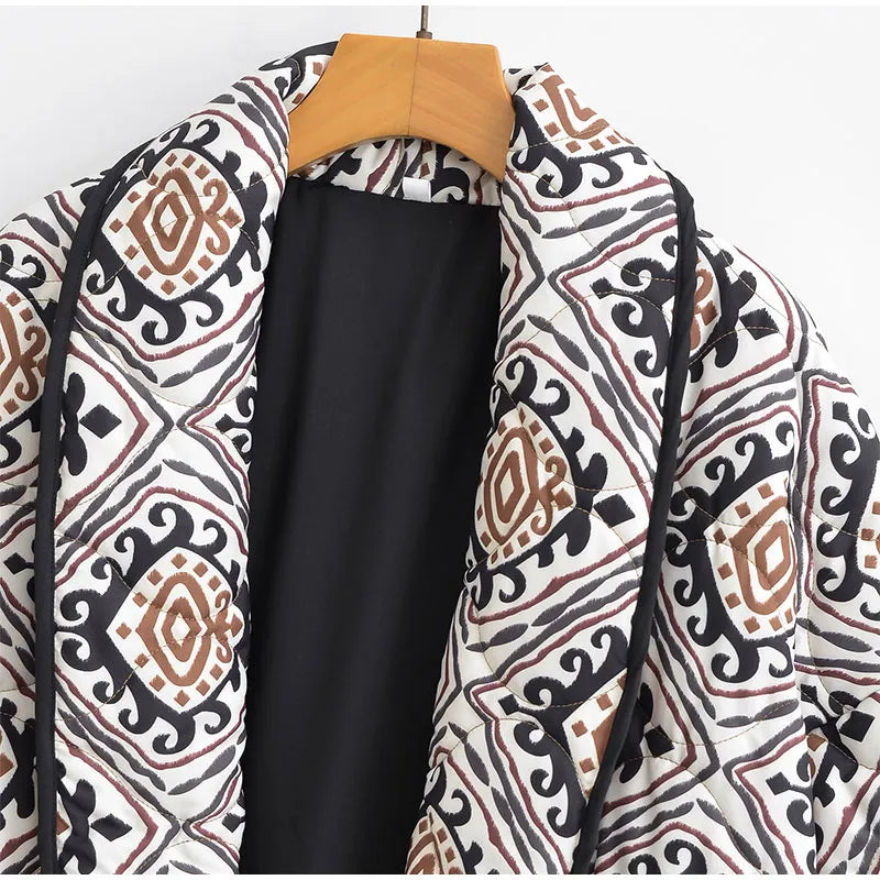 SCARF COLLAR PRINTED JACKET