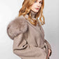 DAYMIS Cashmere Wool Jacket With Fur Trim Hood