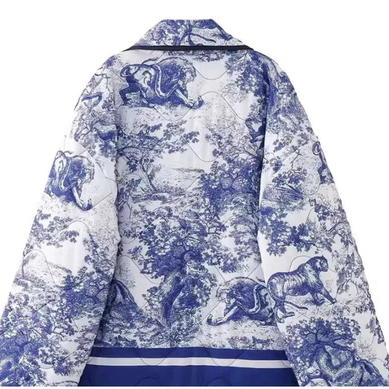 SCARF COLLAR PRINTED JACKET