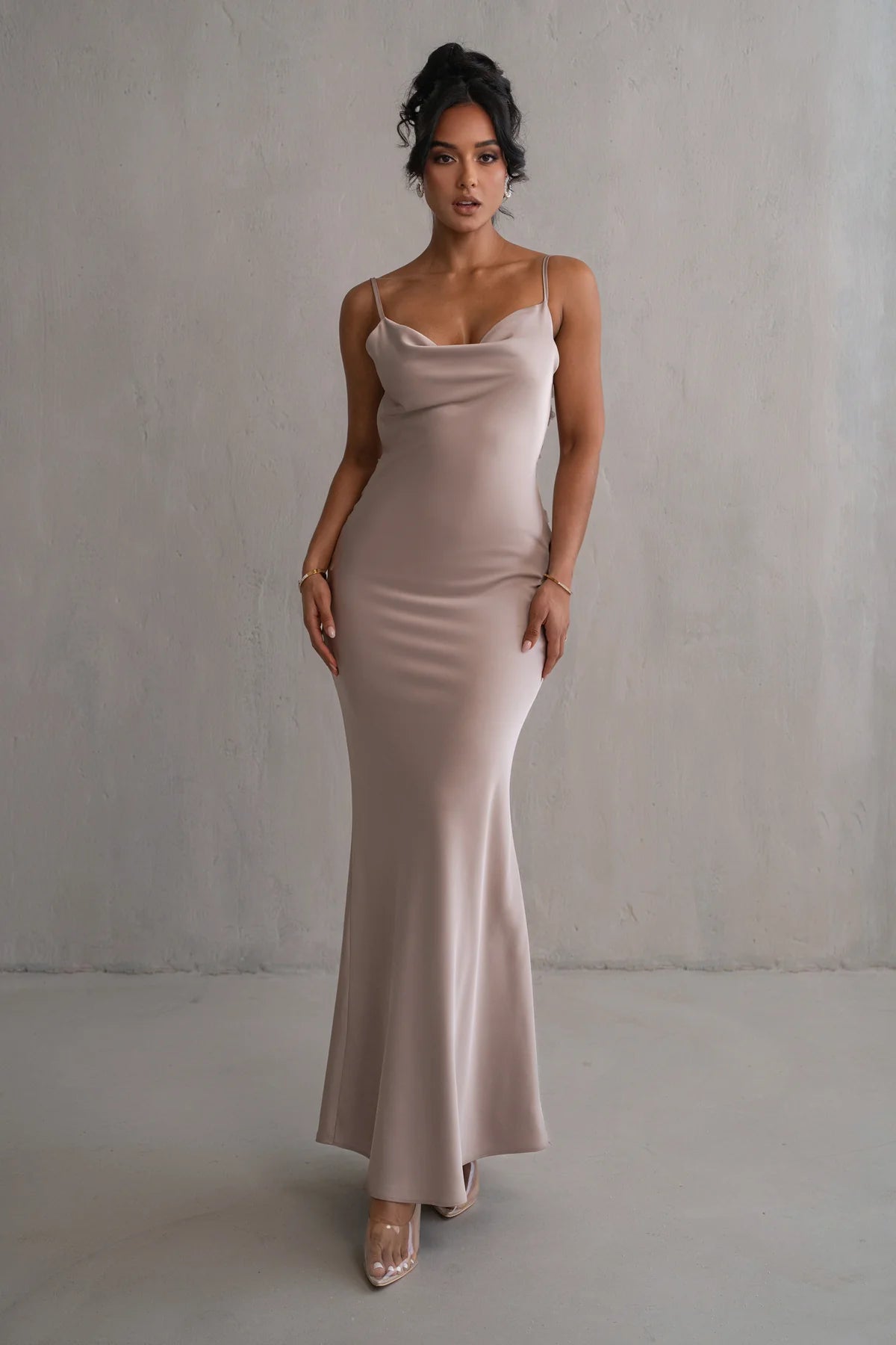 BRONZE SATIN DRESS