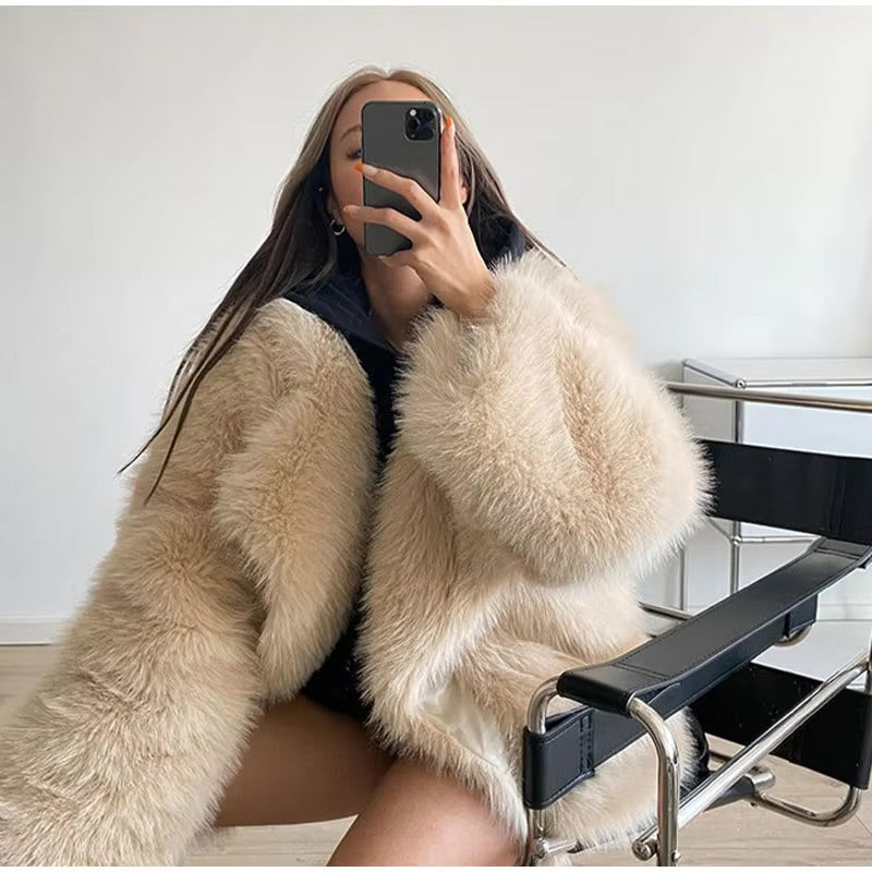 FLUFFY FAUX FUR COAT