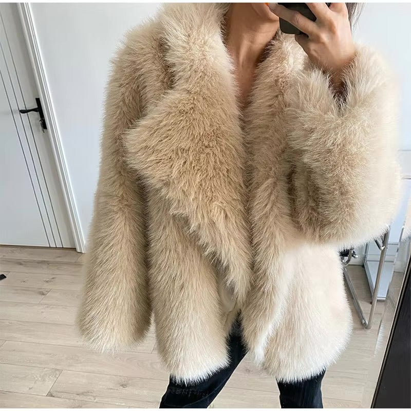 FLUFFY FAUX FUR COAT