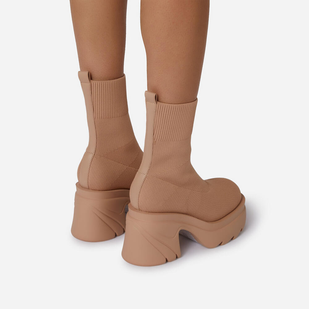 KINSLEY | CHUNKY SOLE  BLOCK HEEL ANKLE SOCK BOOT