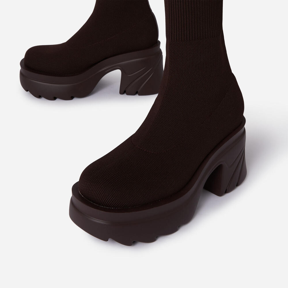 KINSLEY | CHUNKY SOLE  BLOCK HEEL ANKLE SOCK BOOT