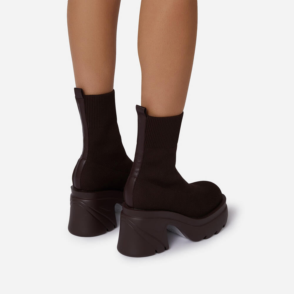 KINSLEY | CHUNKY SOLE  BLOCK HEEL ANKLE SOCK BOOT