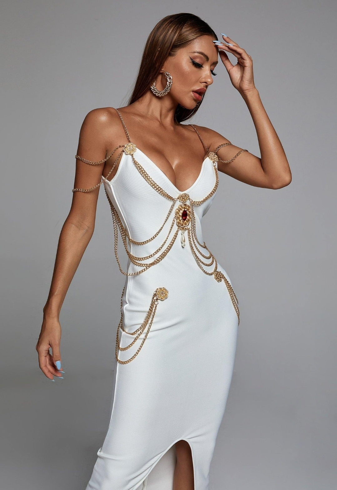 SAMINE | Metal Embellishment Maxi Dress